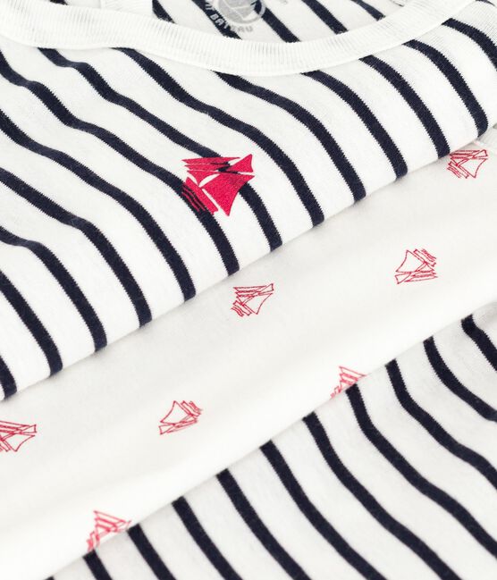 Driedelig babysetje in marinestijl met body met bootjesprint wit MARSHMALLOW/blauw SMOKING