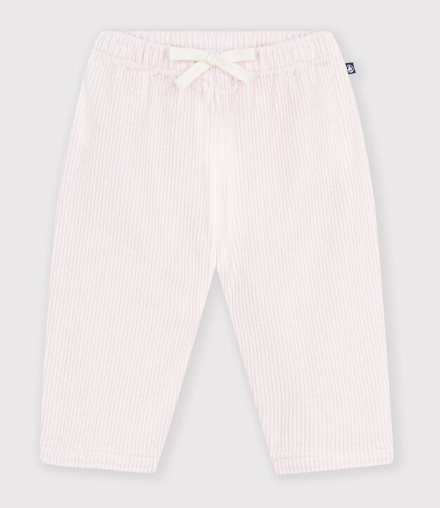 Pantalon b&eacute;b&eacute; en velours uni rose clair