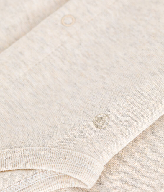 Katoenen body met lange mouwen en kraagje voor baby's beige MONTELIMAR CHINE