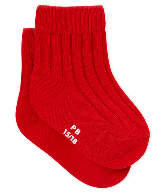 Chaussettes en côtes bébé mixte rouge TERKUIT