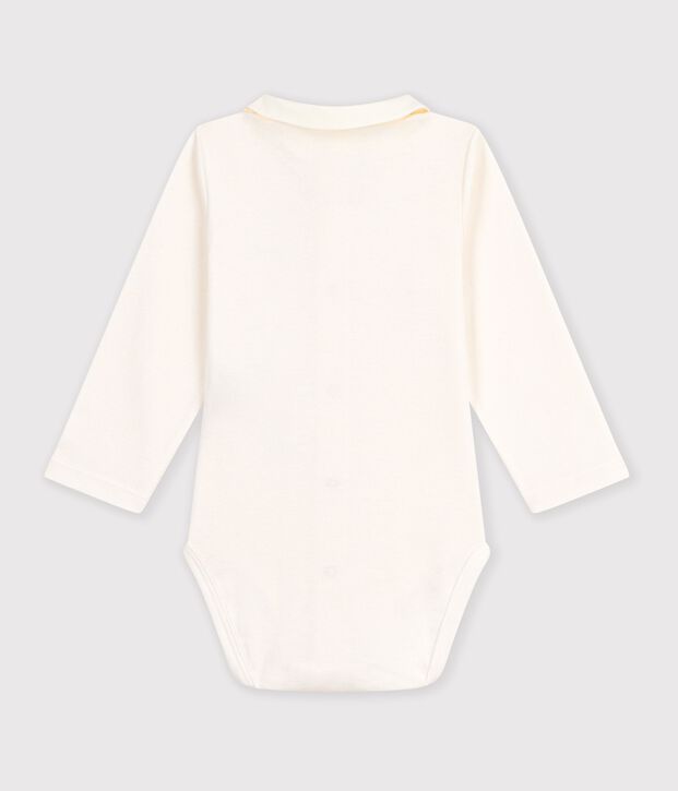 Body b&eacute;b&eacute; en coton manches longues &agrave; col brod&eacute; uni bleu/bleu