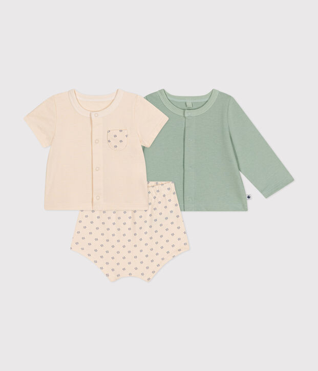 Set van lichte jerseystof uit 3 delen voor baby's ecru/multicouleur