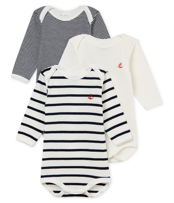 Trio rompertjes lange mouwen baby VARIANTE 1 CN