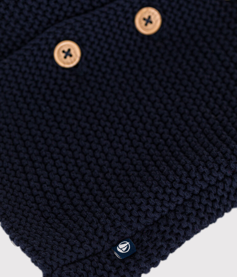 Gebreide uniseks babycardigan in ribbelsteek blauw