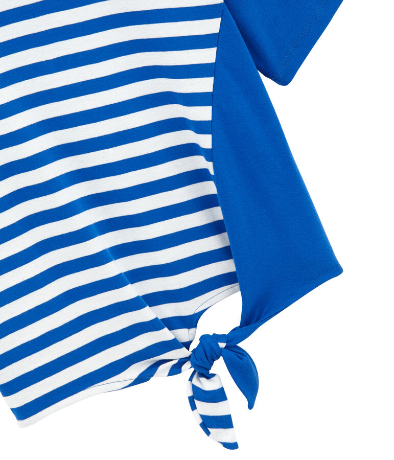 Strandt-shirt volwassene blauw/wit