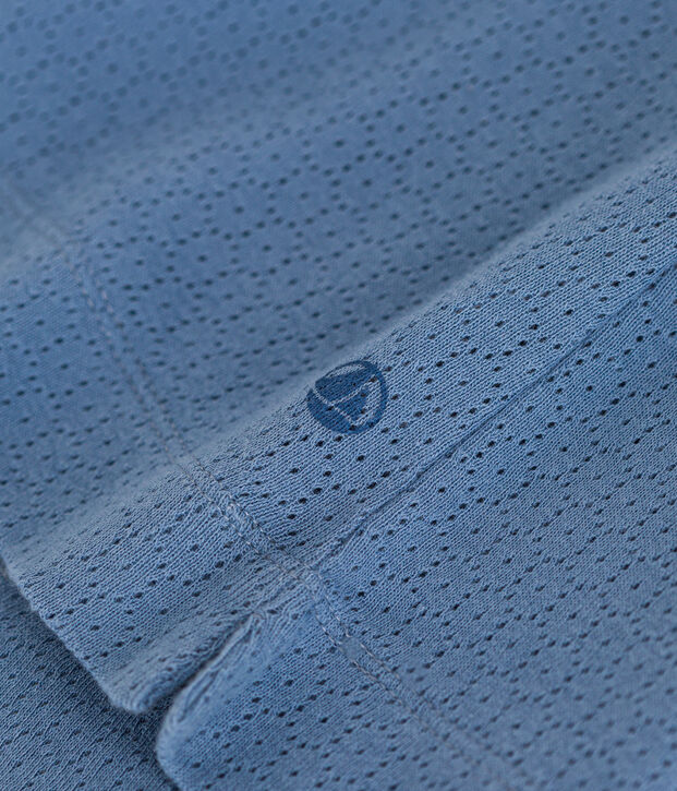 Effen katoenen kindernachthemd met ajour blauw