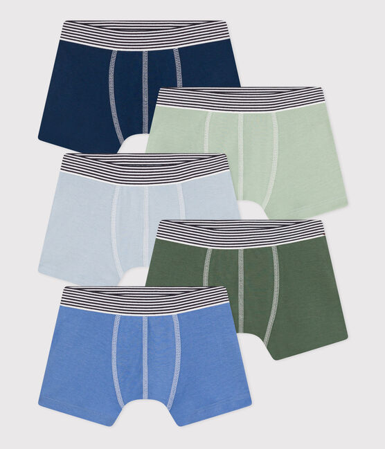 Set met 5 effen boxershorts van katoen voor kinderen variante 1