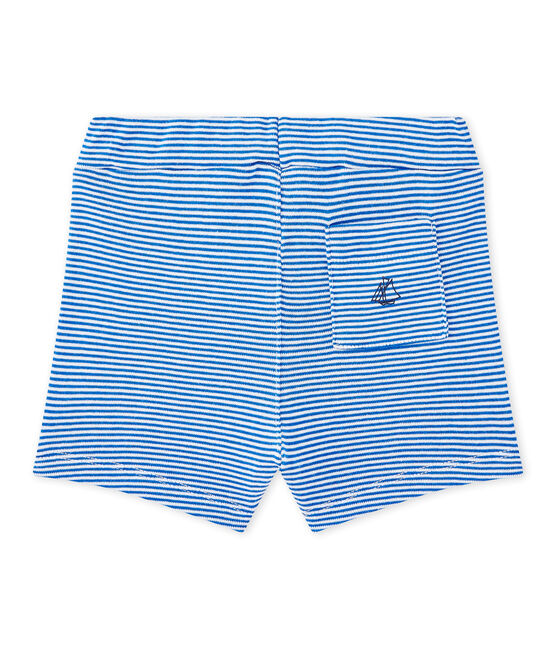 Gestreepte short voor babyjongens blauw PERSE/wit MARSHMALLOW