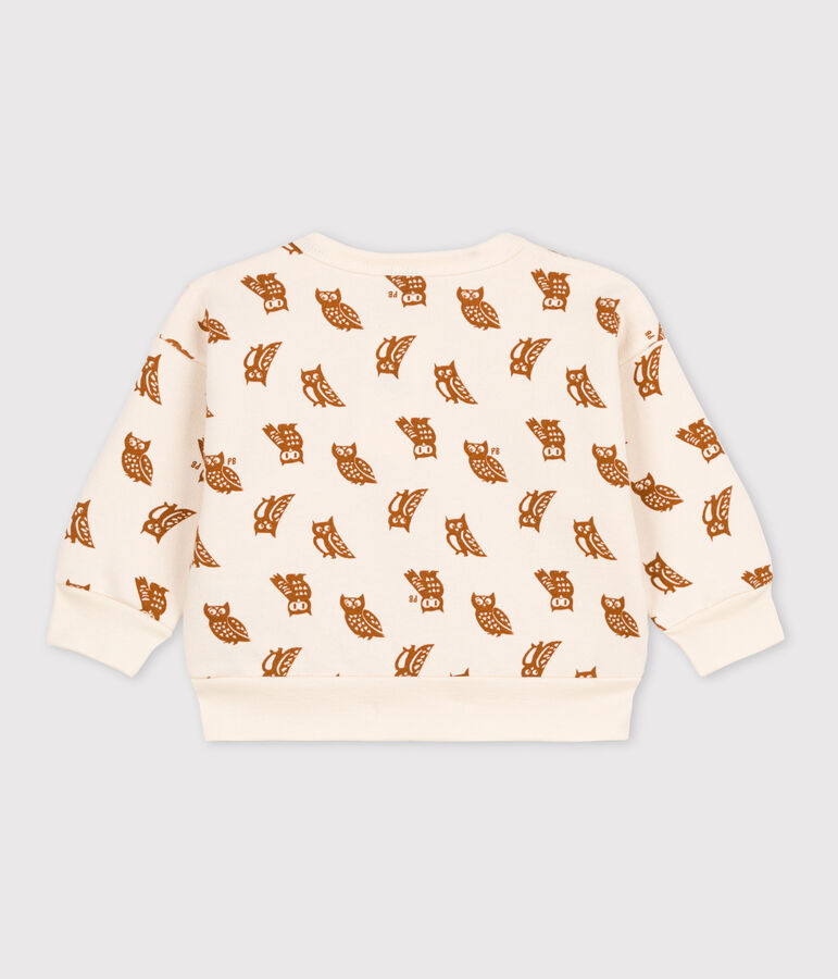 Sweatshirt b&eacute;b&eacute; imprim&eacute; hiboux en coton &eacute;cru/marron