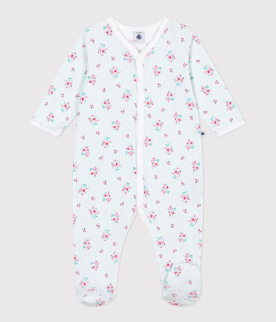 Katoenen babypyjama met bloemenprint wit MARSHMALLOW/wit MULTICO