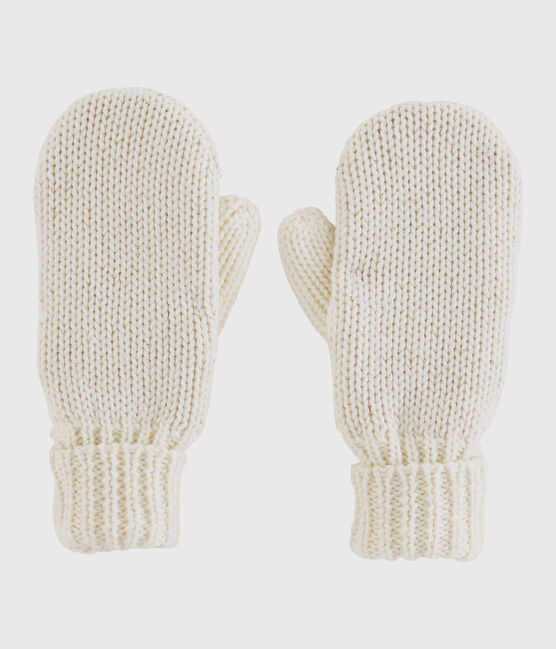 Moufles enfant fille blanc MARSHMALLOW/jaune OR