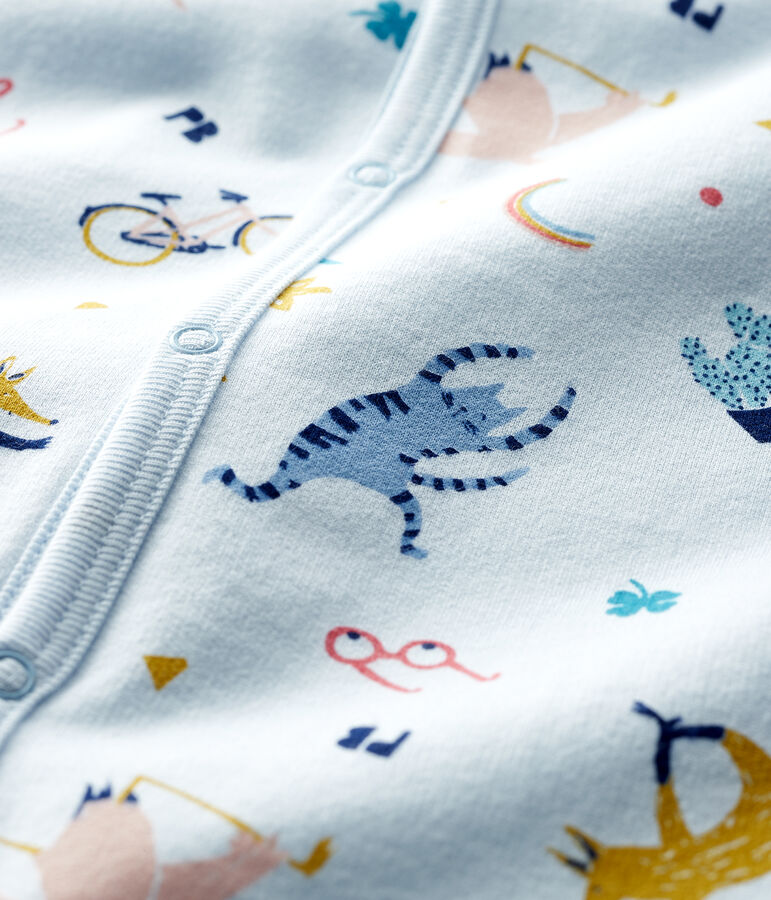 Blauw slaappakje van molton met dierenprint voor baby blauw FRAICHEUR/wit MULTICO