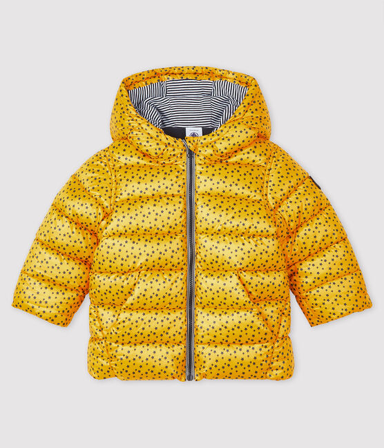 Gecapitonneerde donsjas baby jongen geel BOUDOR/blauw SMOKING