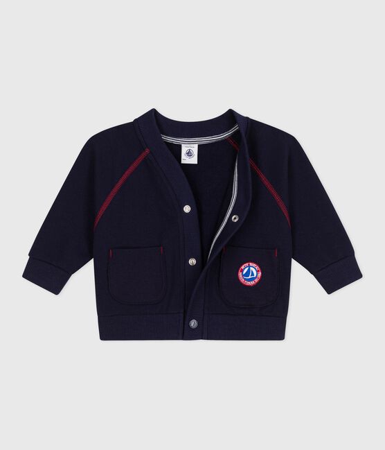 Cardigan bébé en coton uni, coutures contrastées SOIR