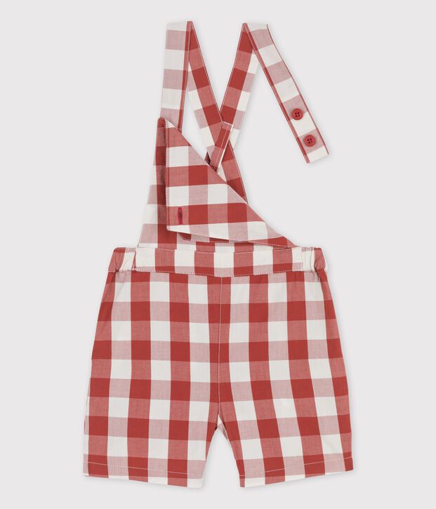 Salopette courte en popeline b&eacute;b&eacute; marron/&eacute;cru