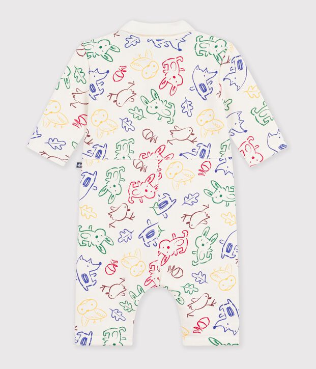 Lang katoenen pakje met dierenprint voor baby's ecru/multicouleur