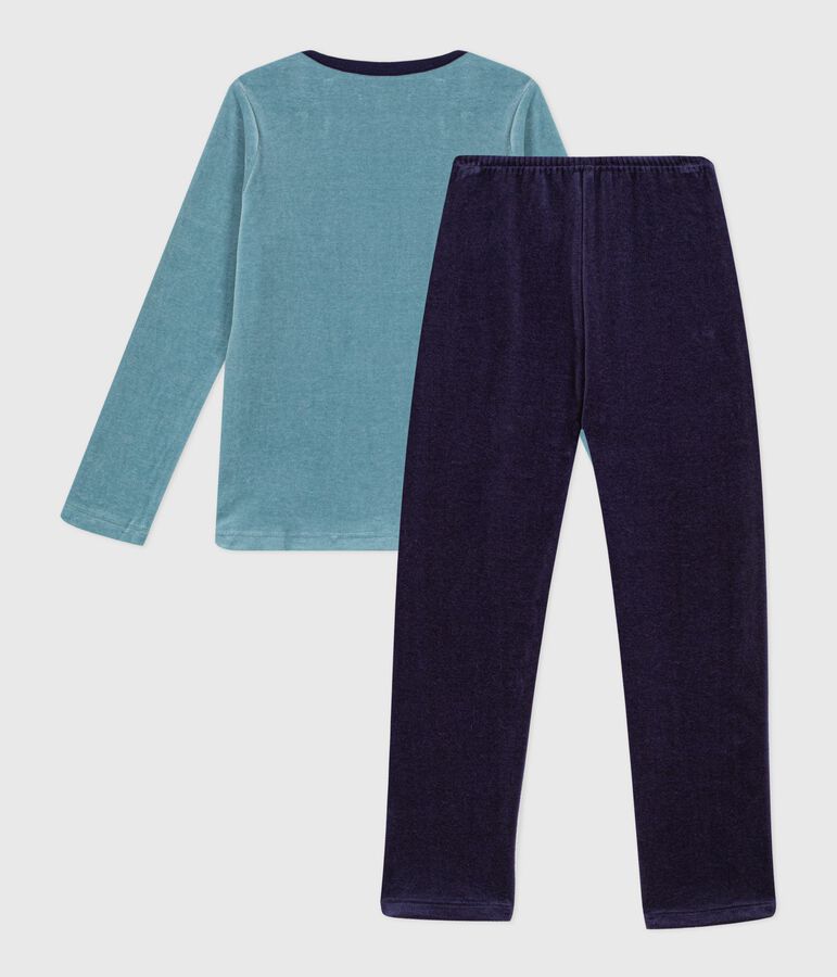 Fluwelen kinderpyjama blauw/blauw