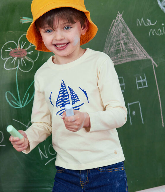 T-shirt met lange mouwen uit katoen voor meisjes/jongens wit AVALANCHE/ MULTICO