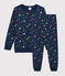 Kinderenpyjama van molton met stermotieven blauw MEDIEVAL/wit MULTICO