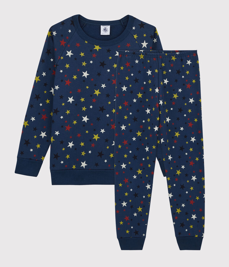 Pyjama enfant &agrave; motifs &eacute;toiles en molleton bleu/multicouleur