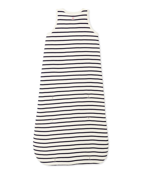 Gestreepte trappelzak beige COQUILLE/blauw ABYSSE