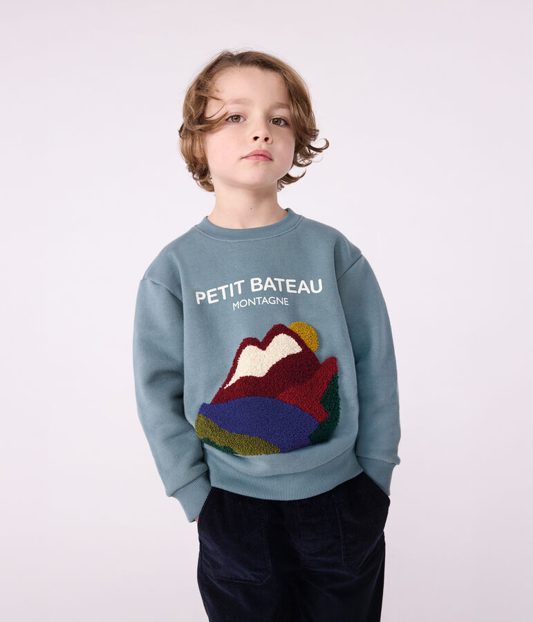 Katoenen sweatshirt met motief voor kinderen blauw