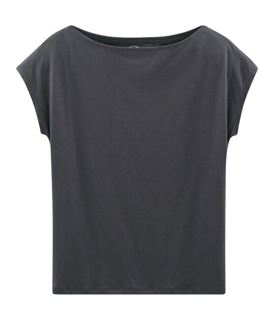 Dames-t-shirt met korte mouwen uit sea island katoen grijs MAKI