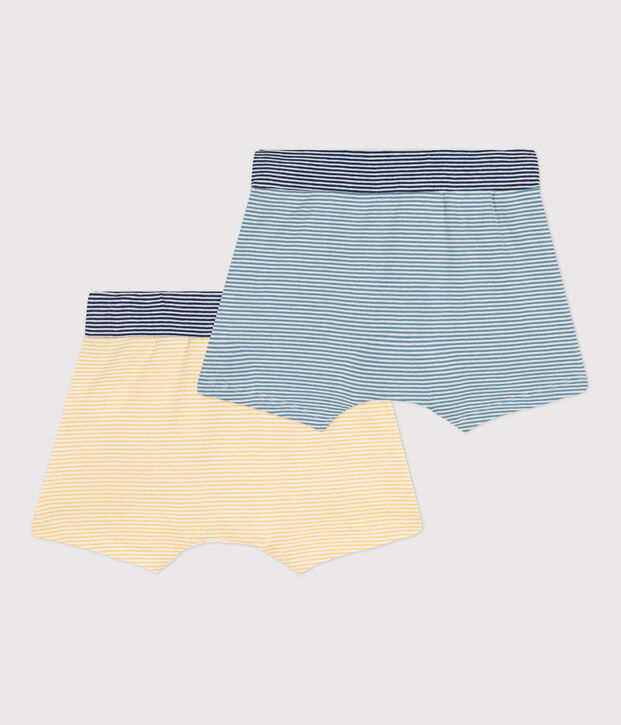 Set van 2 katoenen jongensboxershorts met fijne streepjes multicouleur