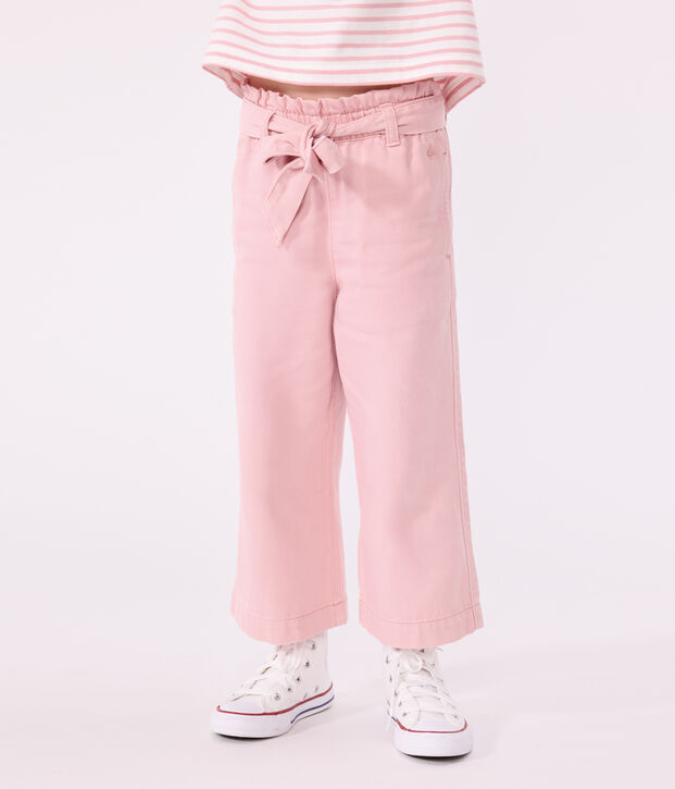 Pantalon enfant en m&eacute;lange coton et lyocell. rose