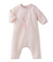 Combinaison longue bébé mixte en tricot laine et coton à lapin rose FLEUR