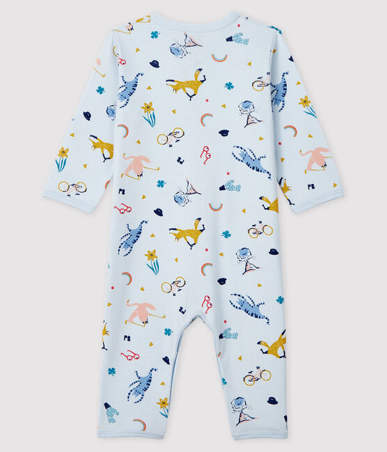 Blauw slaappakje van ribstof met dierenprint voor baby jongen blauw FRAICHEUR/wit MULTICO