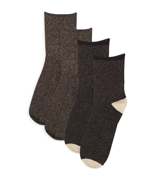 Set middelhoge sokjes vrouwen zwart NOIR/geel OR