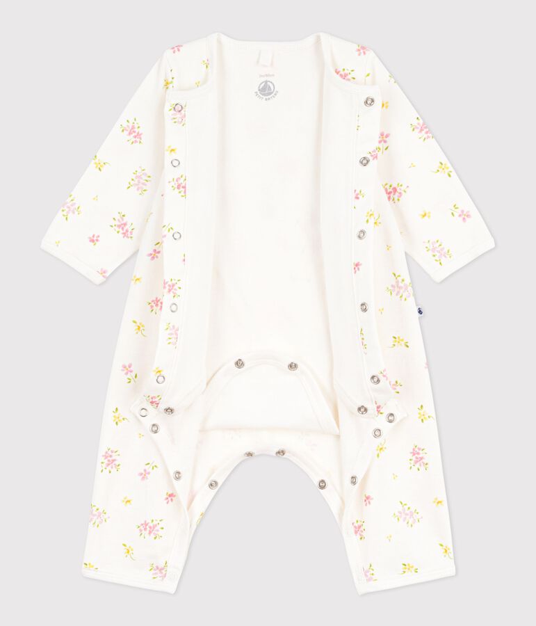 Bodyjama b&eacute;b&eacute; sans pieds en coton imprim&eacute; fleuri blanc MARSHMALLOW/blanc MULTICO