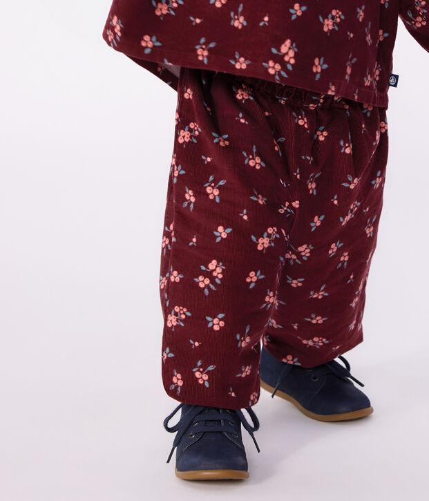 Pantalon b&eacute;b&eacute; en velours imprim&eacute; &agrave; fleurs rouge/multicouleur