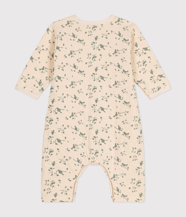 Combinaison longue en tubique matelass&eacute; b&eacute;b&eacute; &eacute;cru/vert