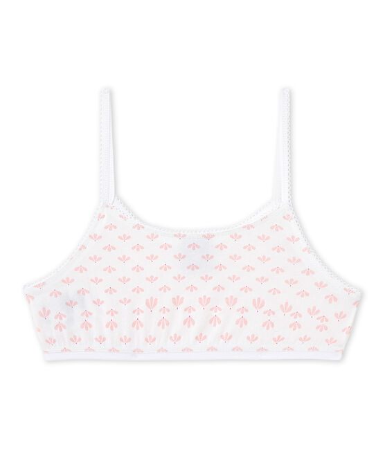 Meisjesbehatopje met print wit ECUME/roze VENUS/ MULTICO
