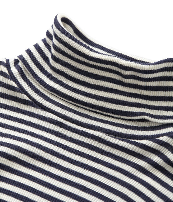 Gestreepte ondertrui in ultralicht katoen voor dames blauw SMOKING/beige COQUILLE