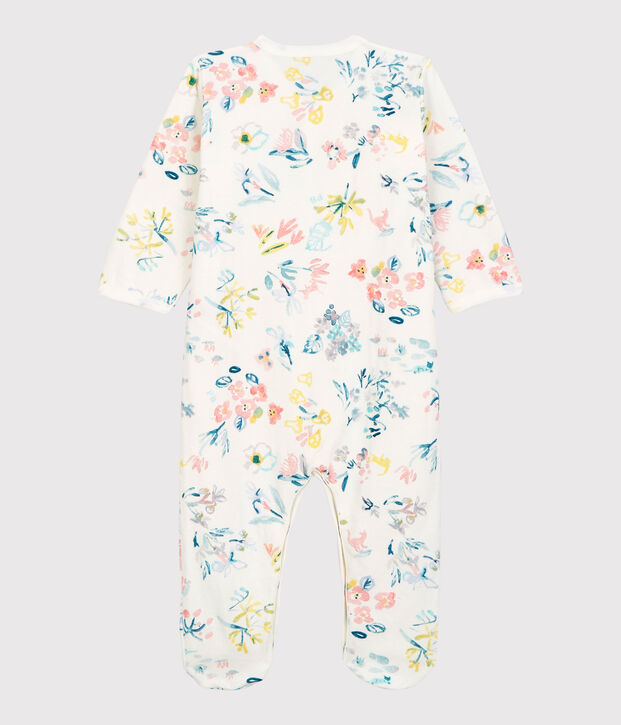 Gebloemde babypyjama voor meisjes wit/multicouleur