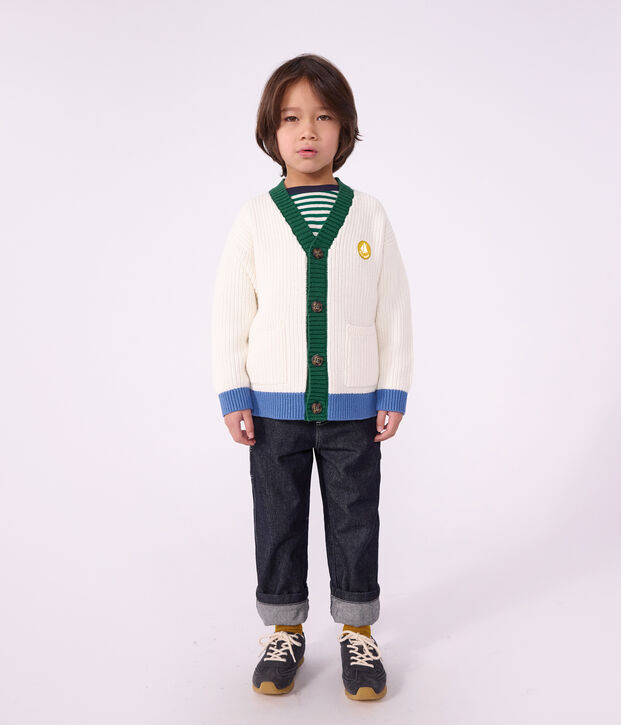 Effen katoenen vestje voor kinderen wit/multicouleur