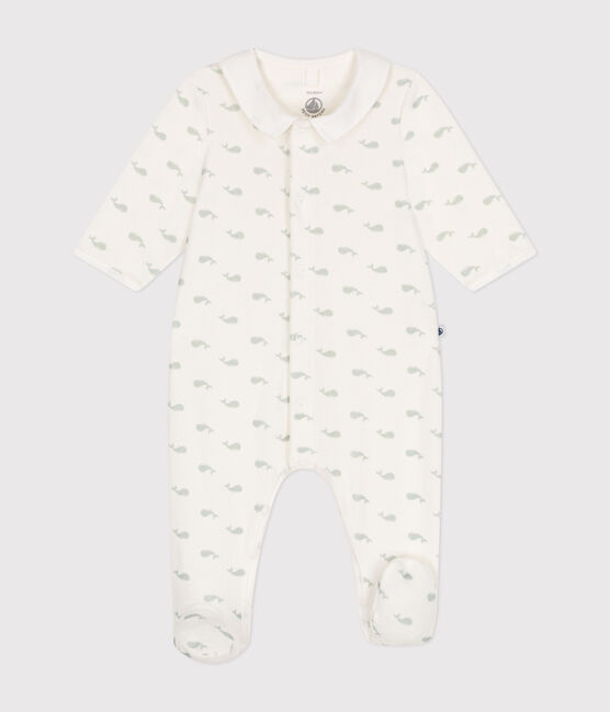 Fluwelen babypyjama wit MARSHMALLOW/ HERBIER