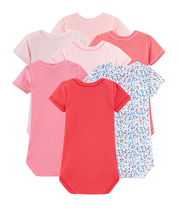 Geschenkzakje met 7 body's met korte mouwen voor babymeisjes multicouleur