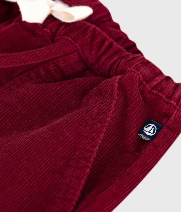 Pantalon b&eacute;b&eacute; en velours uni rouge