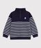Katoenen sweatshirt met strepen en schipperskraag voor kinderen blauw/wit