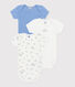 Lot de 3 bodies manches courtes en coton imprimé bébé