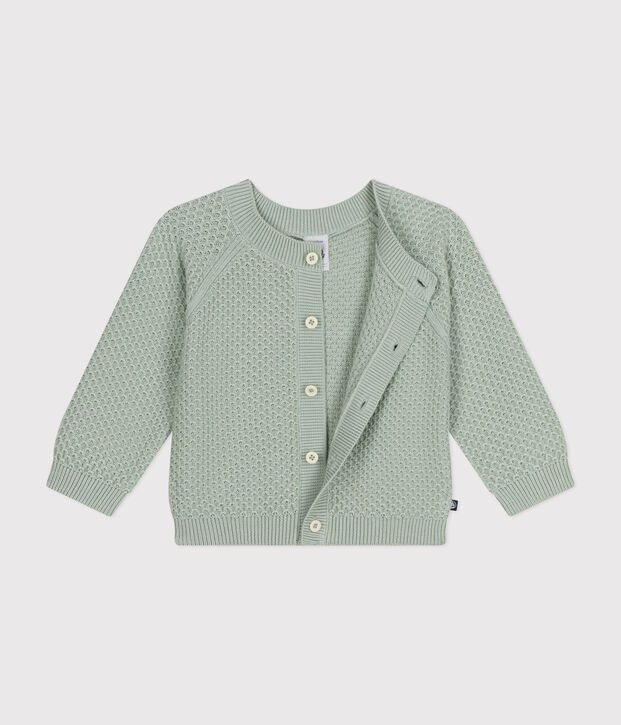 Cardigan en tricot de coton b&eacute;b&eacute; vert