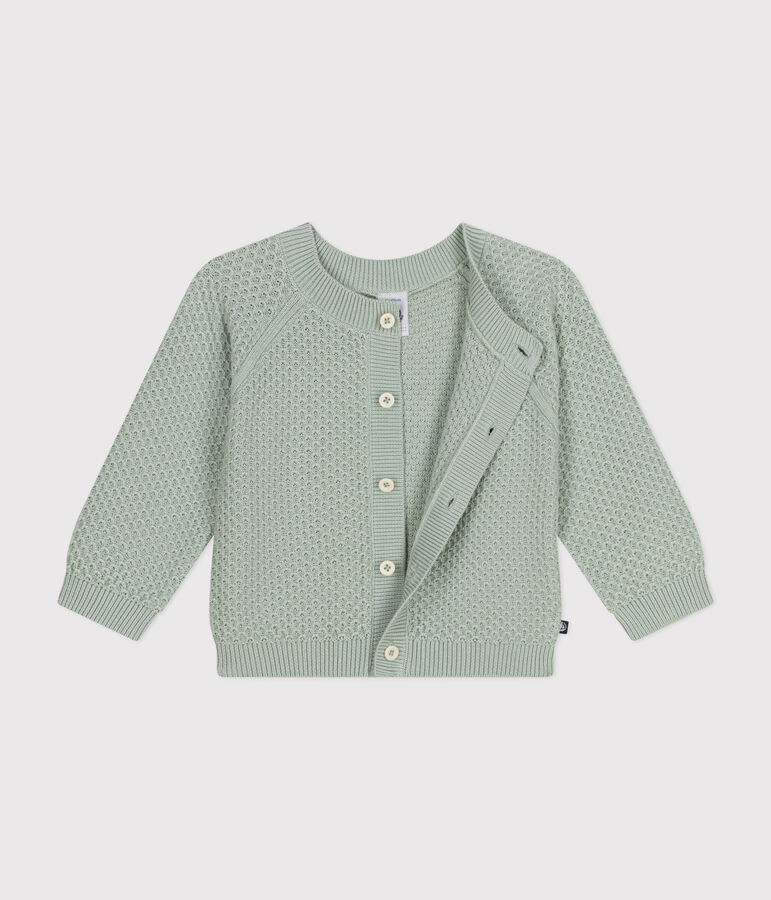 Katoenen gebreide babycardigan groen