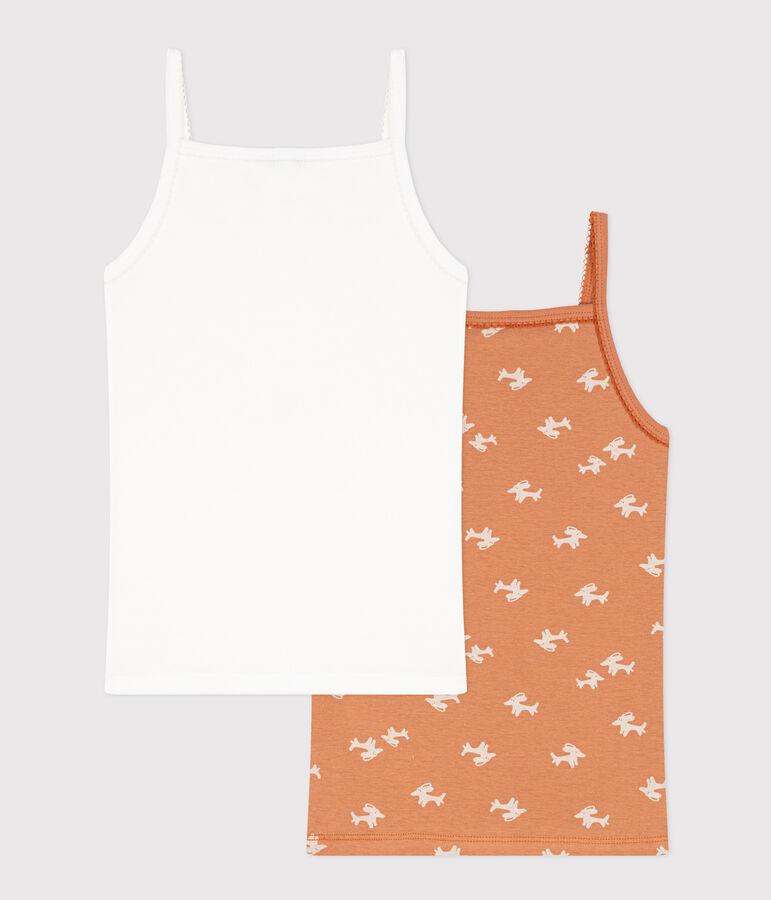 Set van 2 katoenen meisjeshemdjes met bandjes met hondenprint multicouleur