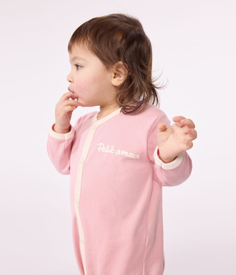 Effen katoenen babypyjama roze