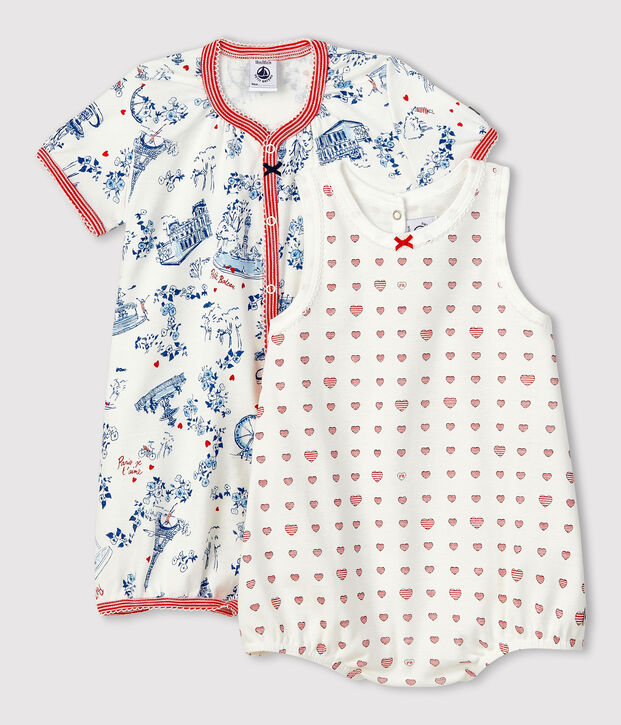Twee babypakjes van ribstof voor meisjes multicouleur