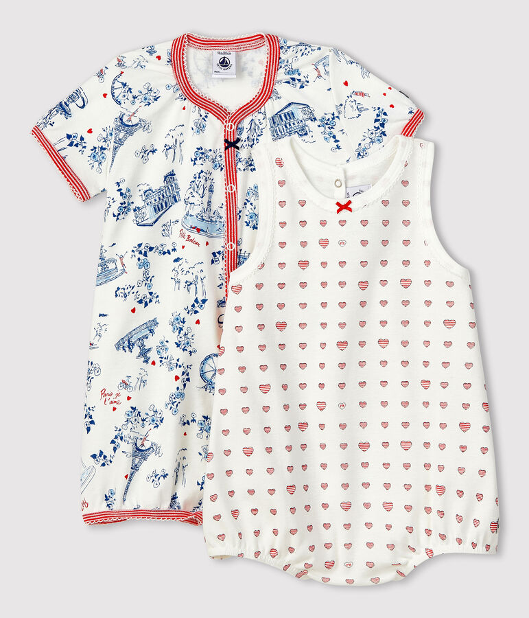 Duo de combicourts b&eacute;b&eacute; fille en c&ocirc;te multicouleur